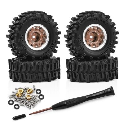 0.7 Inch RC Crawler Tires and Wheels Set 4016mm for 1/30 Scale Axial SCX30 (Bronze)