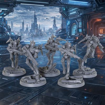1:56 Scale Unpainted Resin Jump-Troopers for Sci-Fi Tabletop RPG Game, 28mm Cyberpunk Combat Squad, High-Tech RPG Accessory, 5pc Armored Orbital Strike Team - Future Warrior AS977