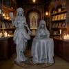 25mm Scale Unpainted Resin Figures for Tabletop RPG Game, Fantasy DND Minis, 1:64 TTRPG Role Playing Town Scenery, Fortune Teller Miniatures- Mystic Seer & Tarot Reader NPC Set (AS967) view 4
