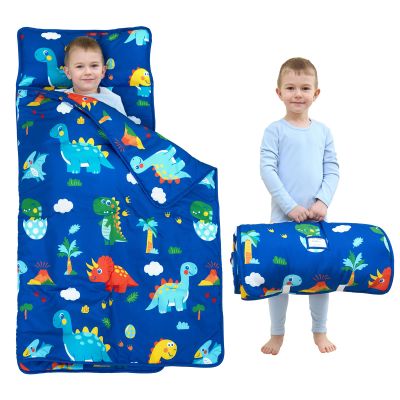 Cloele Dinosaurs Toddler Nap Mat,Sleep Bag for 3-7Age,Portable,53x21in,Blue