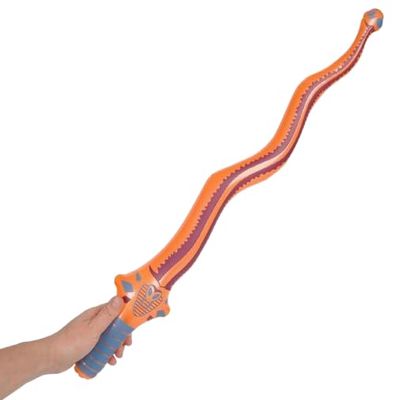 Inflatable Snake Sword Toy, 27 Inch Colorful Wavy Blade Design, Soft Vinyl Pool and Outdoor Water Play Accessory, Party Favor and Costume Prop (Green)