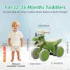 KXYLUMI Dinosaur Balance Bike for 1-3 Year Olds, 4-Wheel No-Pedal Bike for Walker, Ride on Toys for Toddlers with Music and Mist Spray, First Birthday Gift for Boys & Girls (Green) view 2