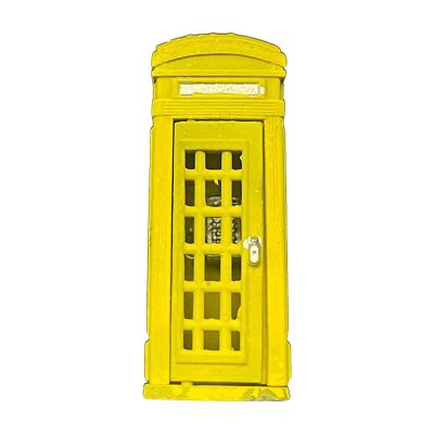 ZYIHNIRB Miniature Phone Booth Resin Mini Model Decorative Scenes Collectible Dioramas Figurine Openable Door Suitable for Micro Landscape Decor Collector Gift, Yellow