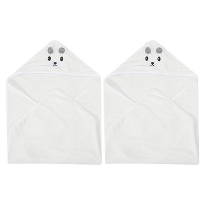 2pcs Hooded Bath Towels for Babies, Super Soft Coral Fleece, Absorbent Hooded Shower Towels, White Bath Wraps for Newborns