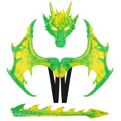 3D Dragon Wings Mask Tail Set,Realistic Dragon Tail Mask Wings Costume for Halloween Carnival,Dragons Cosplay Props (A7)