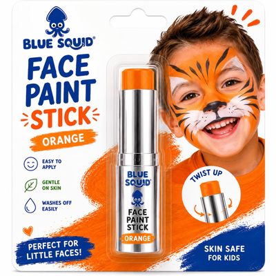 Blue Squid Orange Face Paint Stick - Water based Body Paint for Adults & Kids - Vegan Hypoallergenic Twist-Up Non-Toxic Makeup Stick for Cosplay, & SFX (Orange)