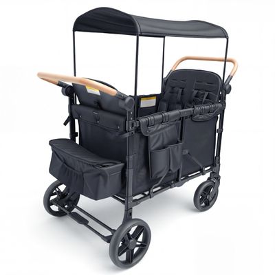 YOEXTO Durable 4 Seater Wagon Stroller, Stroller Wagon for 4 Kids with Multiple Storage Bags, Five-Point Safety Belt Stroller Wagon 4 Seater with Foot-Operated Brake for Family Travel