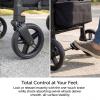 YOEXTO Durable 4 Seater Wagon Stroller, Stroller Wagon for 4 Kids with Multiple Storage Bags, Five-Point Safety Belt Stroller Wagon 4 Seater with Foot-Operated Brake for Family Travel view 4