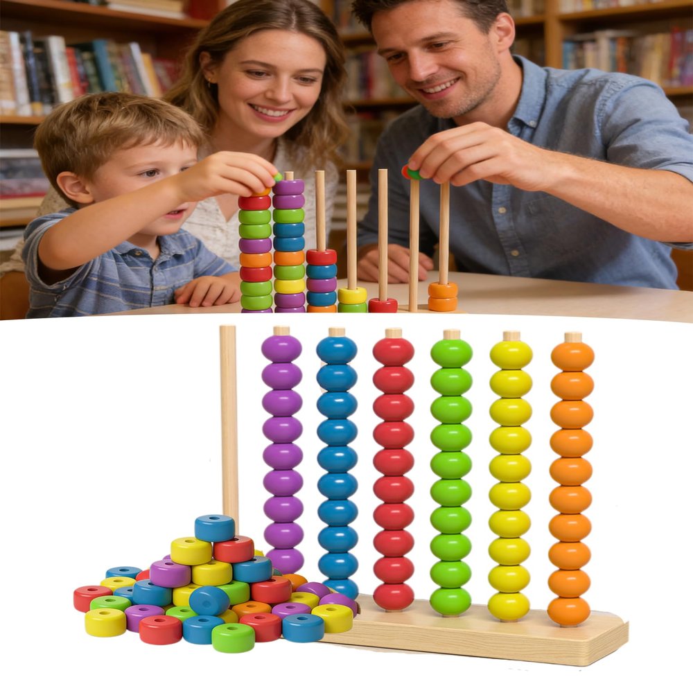 AKMDMD Color Pile Up Challenge, Fast-Paced Rainbow Ring Stacking Puzzle Game, Color Matching Stacking Puzzle Game, Competitive Tabletop Brain Teaser for Easter Family Game Night Challenge (1Set-a)