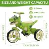 Dinosaur Kids Tricycle, Toddler Bike with Music, Lights, Storage Basket, Big Light-Up Wheels, Indoor Outdoor Trike, Best Gift for Boys Girls Ages 3-6, Preschool Kids Tricycle (Green+Lights) view 3