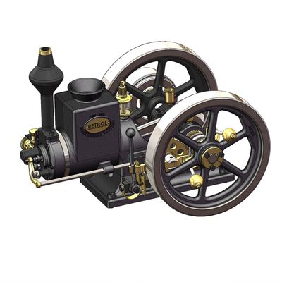 Retrol Engine HM-01 Hit and Miss Engine Model Kit, 4-Stroke Fixed Horizontal Metal Engine Kit with High/Low Speed Shift Lever, Ornament Gift for Enthusiast -Assembled