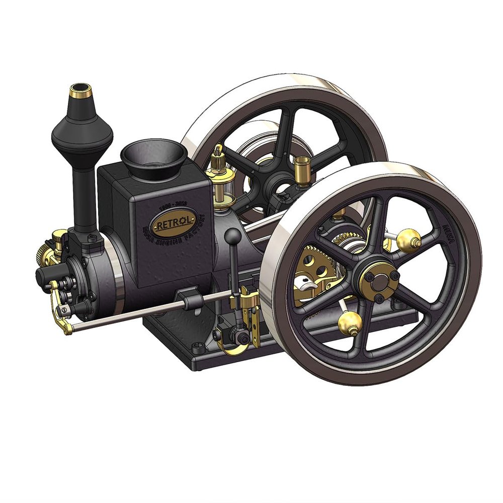 Retrol Engine HM-01 Hit and Miss Engine Model Kit, 4-Stroke Fixed Horizontal Metal Engine Kit with High/Low Speed Shift Lever, Ornament Gift for Enthusiast -Assembled