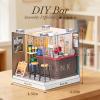 Miniature Lounge Bar DIY Kit with Acrylic Display Case Cozy Mini Bar Dollhouse Scene, Tool-Free Craft Set for Teens, Adults & Beginners view 2