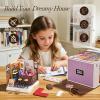 Miniature Lounge Bar DIY Kit with Acrylic Display Case Cozy Mini Bar Dollhouse Scene, Tool-Free Craft Set for Teens, Adults & Beginners view 3