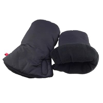 2pair Winter Pram Hand Muff Baby Carriage Pushchair Warm Fur Fleece Cover Buggy Clutch Cart Glove Stroller Accessories(Black)