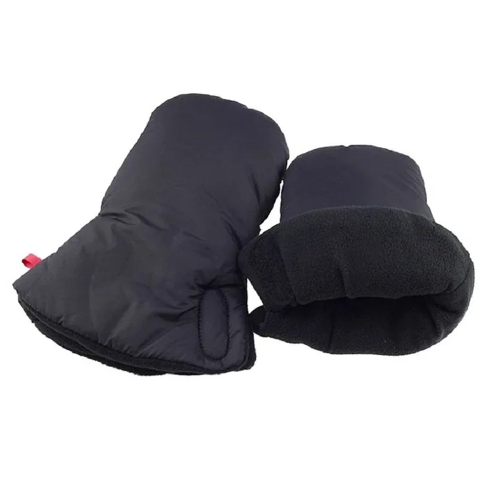 2pair Winter Pram Hand Muff Baby Carriage Pushchair Warm Fur Fleece Cover Buggy Clutch Cart Glove Stroller Accessories(Black)