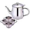 Ameble Kids Tea Set Includes Portable 330ml Stainless Steel Long Spout Teapot with Filter Screen and 4 70ml Cups for Children Camping Home Kids Tea Set, Small Teapot, Stainless Steel view 3