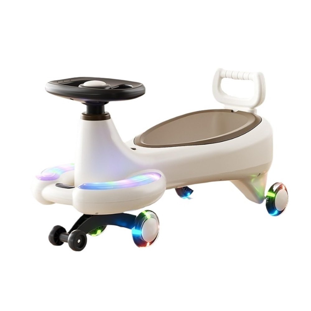Twist car Wiggle Car for Kids Music Silent Flashing Wheels Ride On Toys with Under-Seat Storage, for Indoor Outdoor Ride on Toy(Brown)