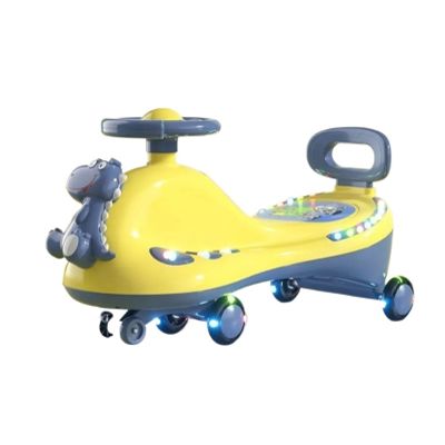 Twist car Kids Ride on Toy Wiggle Car with Silent Flashing Wheels Anti-Rollover Music Light, for Indoor Outdoor Ride on Toy(Yellow)