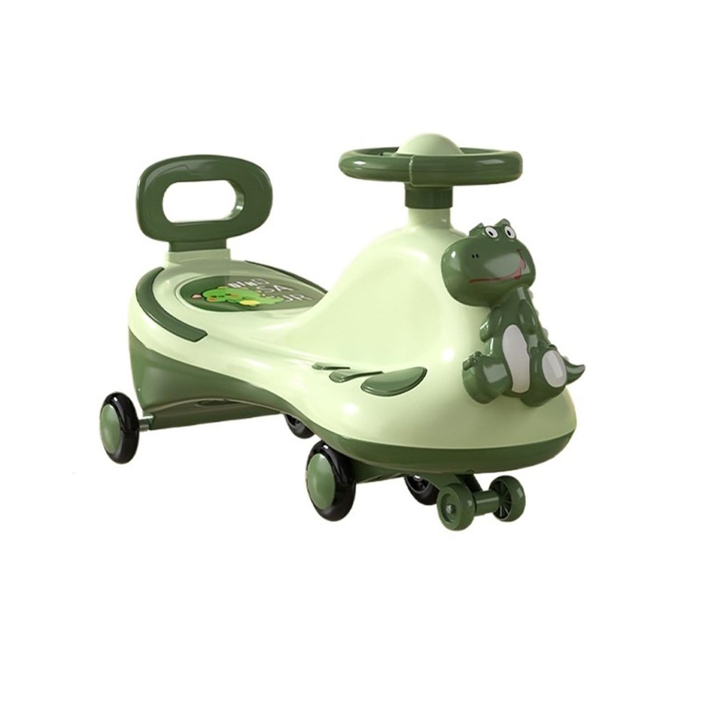 Twist car Kids Ride on Toy Wiggle Car with Silent Flashing Wheels Anti-Rollover Music Light, for Indoor Outdoor Ride on Toy(Green)