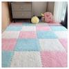 Thickened Plush Foam Interlocking Floor Carpet Mat 12x12in Fluffy Square Puzzle Foam Carpet Tiles with Edgings Soft Anti-Slip Shaggy Area Rug Playmat(White+Pink+Blue,4 pcs) view 1