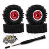 4PCS 0.7" Beadlock Tires Metal Wheels 1.57"x0.63" Sticky Foam-Filled Tires for scx30 upgrades 1/30 RC Crawler for redcat ascent 32 upgrades (New Red) view 1