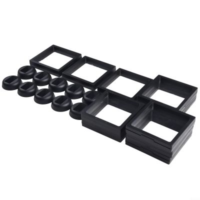 Black Plastic Coin Display Frame 110x110mm, 3D Floating Holder for Medals Stamps Jewelry Chips, Round Base Storage Box Set(black)