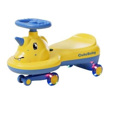 Twist car Ride on Wiggle Car Boys and Girls Swing Car Flashing Wheels, for Kids 3 Yrs and UP Indoor Outdoor Toys Ride on Toy(Yellow)