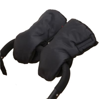 2pair Winter Baby Stroller Gloves Thickening Warm Universal Windproof Newborn Pram Glove Accessories(Black1)