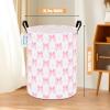 LANGYASHAN Pink Bowknot Laundry Basket Canvas Fabric Collapsible Organizer Basket for Girls Room Storage Bin Toy Bins Gift Baskets Bedroom Clothes Hamper (Pink Bowknot) view 2