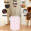 LANGYASHAN Pink Bowknot Laundry Basket Canvas Fabric Collapsible Organizer Basket for Girls Room Storage Bin Toy Bins Gift Baskets Bedroom Clothes Hamper (Pink Bowknot) view 4