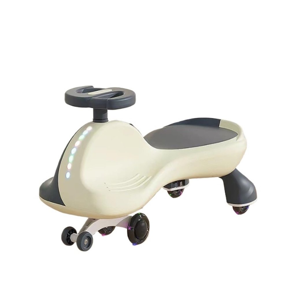 Twist car Wiggle Car Toddler Ride on Toys Silent Flashing Wheels Anti-Rollover Toy Set for Indoor Outdoor Play Ride on Toy(Beige)
