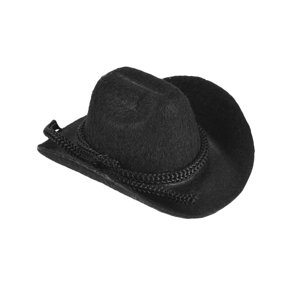 PATIKIL Mini Cowboy Hats, Black Miniature Western Cowboy Hat Tiny Dollhouse Accessories for Crafts Dolls Wedding Party Dress Decoration Hair Accessories Snowman,3.3 x 2.8 x 1.6 Inch