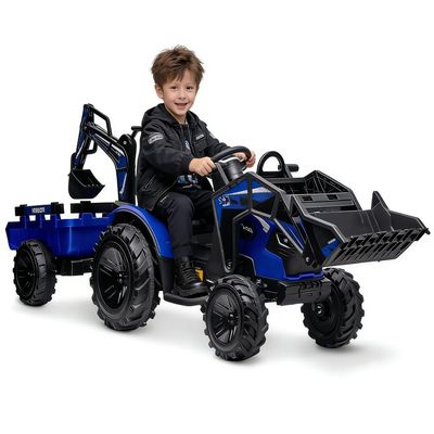 3-in-1 24V Kids Ride On Tractor with Excavator & Bulldozer Functions