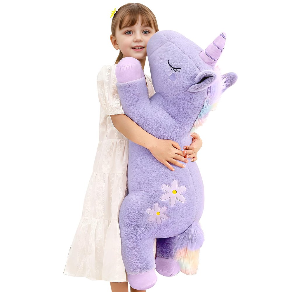 32inch Cute Giant Purple Unicorn Plush, Jumbo Soft Body Pillow Pet, Large Unicorn Stuffed Animals Toy, Big Doll for Kids Girls and Boys, Birthday