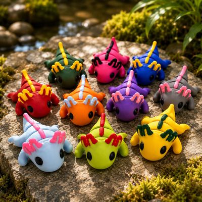 12PCS 3D Printed Axolotl Toy, Mini Articulated Fidget Animals, Cute Stress Relief Sensory Toys, Flexible Desk Decor, Small Gifts for Kids Adults