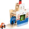 goki 53766 - GokiLINE Wooden Car Ferry with Crank Loading Ramps and 3 Vehicles, Toy Ferry with Cars, Port Playset for Play Cars view 4