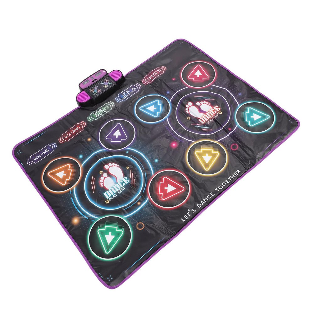 banapoy Double Dance Mat, Wireless Electronic Dance Pad with Bluetooth and LED Lights, Non Slip PE Fabric Game Mat for Family Interaction