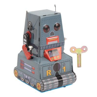 Alomejor Vintage Wind Up Robot, Retro Tin Toy Clockwork Robot with Handcrafted Tinplate Construction, for Adult Collectors Photography Props Christmas Birthday Gift