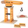 goki 55824 - Swivel Crane with Two Barriers and Loading Platform, Movable Toy Construction Crane Made of Wood, 360 Rotatable view 2