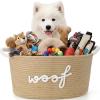 Ferrochef Dog Toy Storage Basket with Handles, 14.6 x 10.6 x 8.7 Inch Cotton Rope Dog Toy Storage Bin Woven Pet Organizer Shelf Basket for Pet Chew Toys, Foods view 1