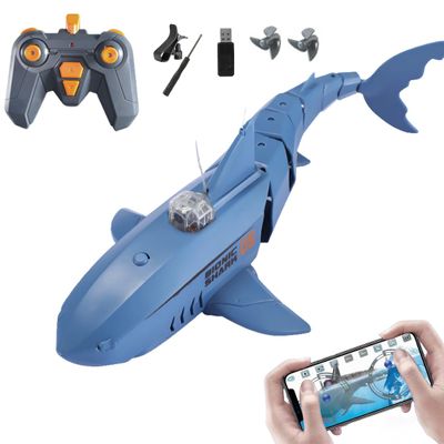 2.4G RC Shark & Python with Camera for PoolAPP Controlled RC Boat with Double ScrewUnderwater Remote Control for Adults