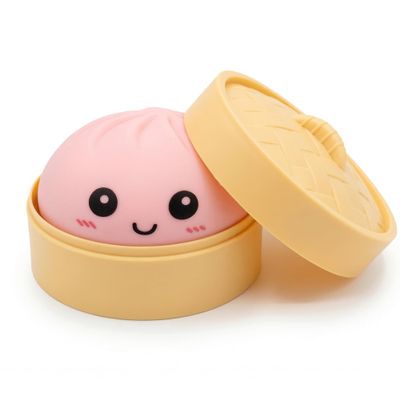 Moiegouct Pink Dumpling Squishies with Box,New Mystery Squishys Dumplings Stress Relief Balls Fidget Sensory Toy,Bao Bun with Food Steamer Stretchy Desk Squeeze Toys