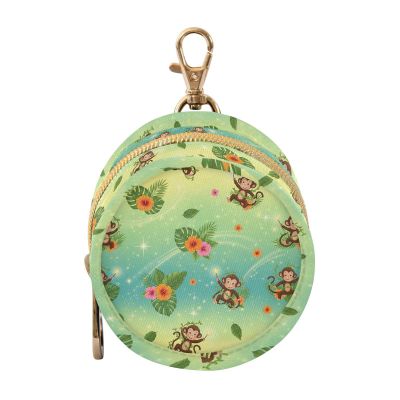 WIFIU Monkey Floral Leaves Stars Jungle Baby Pacifier Holder Case with Clip Portable Pacifier Storage Organizer Round Container Pouch Box Fits Diaper Bag Stroller Purse