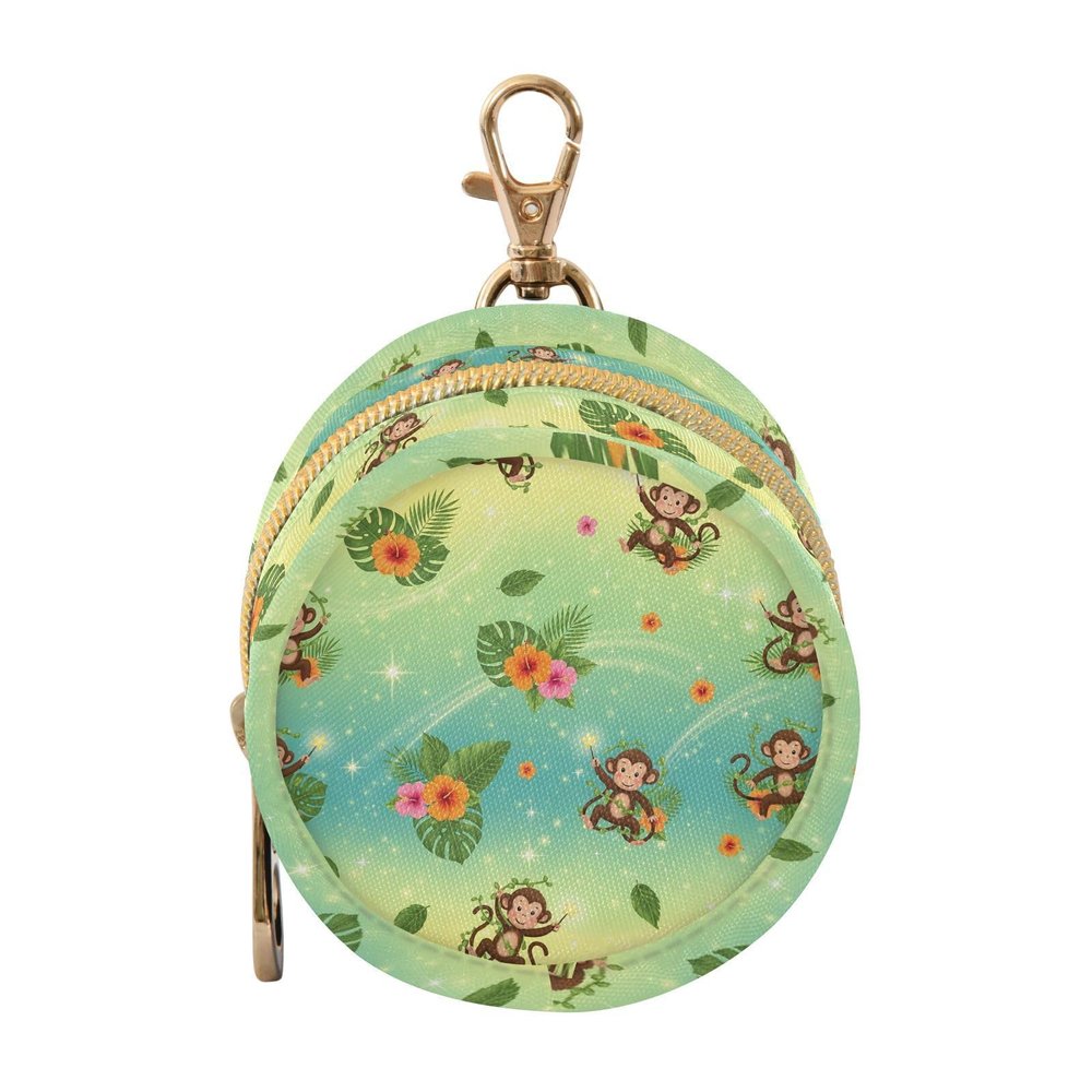 WIFIU Monkey Floral Leaves Stars Jungle Baby Pacifier Holder Case with Clip Portable Pacifier Storage Organizer Round Container Pouch Box Fits Diaper Bag Stroller Purse