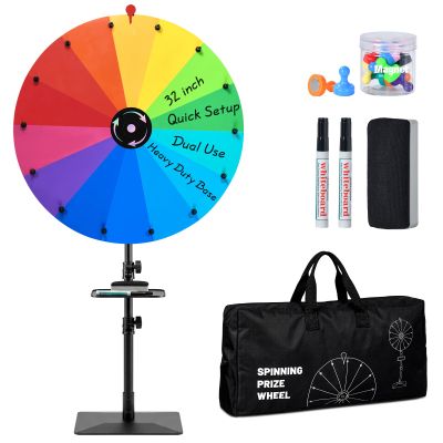 32-inch Spinning Prize Wheel, Ajustable 41"-67" Height Prize Wheel for Desktop & Floor Stand, Storable Prize Wheel Spinner, Suitable for Party, Trade Show, Events, Birthday Wedding Housewarming