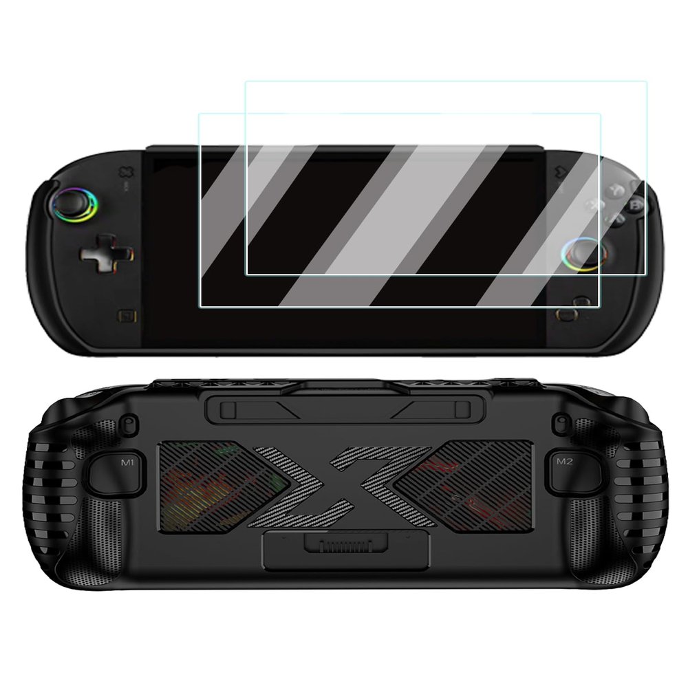 Compatible with OneXPlayer OneXFly Apex Handheld Game Console,UYRUREL Soft TPU Material, Shock-Absorbing and Anti Drop Protection Soft Shell,with 2 Pack Screen Protector,Black