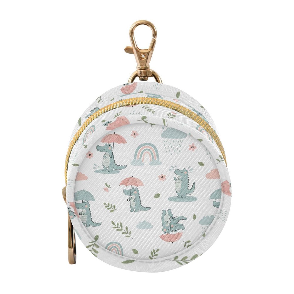 WIFIU Crocodile Umbrella Rainbow Cloud Baby Pacifier Holder Case with Clip Portable Pacifier Storage Organizer Round Container Pouch Box Fits Diaper Bag Stroller Purse