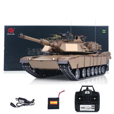 TOUCAN RC HOBBY Heng Long 1/16 RC Main Battle Tank Abrams M1A2 Metal Chassis Wheels Steel Gearbox Turret 360 Rotation Barrel Recoil Elevation
