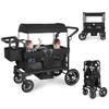 TODECARE Wagon Stroller for 2 Kids, Foldable All-Terrain Push Wagon, Black view 1